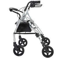 EGCLJ Aluminum Foldable Rollator Walker with Seat, Transport Shopping Walker with Curved Backrest and Storage Basket, for Elderly, Woman (Size : 30X64X90CM)