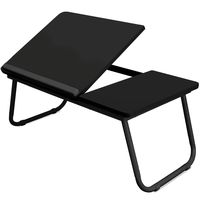 Black Folding Laptop Lap Desk - Wooden Work Table and Stand for Couch, Bed and Sofa Computer Use - Folding Legs, Adjustable Tilt - Use as Reading and Breakfast Tray - By Designstyles