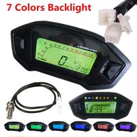 DEALPEAK Universal Motorcycle LCD Digital Speedometer 12000RPM Tachometer Odometer Gauge with 7 Colors Backlight