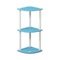 Furinno Turn-N-Tube 3-Tier Reversible Corner Display Rack Multipurpose Shelving Unit, Light Blue/White