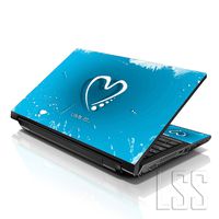 LSS 15 15.6 inch Laptop Notebook Skin Sticker Cover Art Decal Fits 13.3" 14" 15.6" 16" HP Dell Lenovo Apple Asus Acer Compaq (Free 2 Wrist Pad Included) Blue Heart