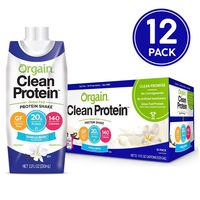 Orgain Grass Fed Clean Protein Shake, Vanilla Bean - Meal Replacement, Ready to Drink, Gluten Free, Soy Free, Kosher, Non-GMO, 11 oz, 12 Count