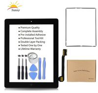 Black New iPad 3 Model A1403 A1416 A1430 Digitizer Screen Replacement Glass Replacement Assembly Kit Includes Installed Adhesive Stickers Bezel Frame and Professional Tool Kit