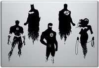 Justice League Superhero FIVE characters Size 6 Inch Tall - Laptop Skin Vinyl Decal Sticker for MacBook Pro 13" - and other Apple Laptop - Car and Windows