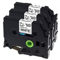 Replace P Touch TZe Tape 12mm 0.47 Inch Laminated Black on White TZ Tape TZe-231 Compatible with Brother P-Touch Label Tape PT-D200 PTH110 PT-D210 PT-D400 PT-1880 PT-1280, 1/2 Inch x 26.2 ft, 3-Pack