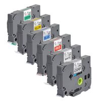 6 Pack Label Tape for TZe 12mm 1/2" (0.47") x 8m (26.2ft) TZe-131, 231, 431, 531, 631, 731 - Compatible with Brother P-Touch PD-D210 PT-H100 PT-1400 PT-1880