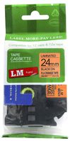 1/Pack LM Tapes - Premium 1" Black Print on Bright Orange Label (24mm 0.94 Laminated) Compatible with Brother TZe-B51 P-Touch Tape and Comes with a Great Tape Color/Size Guide for Easy reordering.