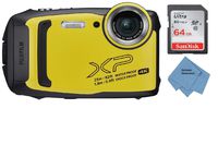 Fujifilm FinePix XP140 Waterproof Digital Camera w/64GB SD Card - Yellow