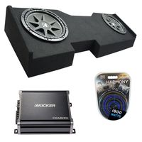 Compatible with 2014 - UP Chevy Silverado Crew Cab Kicker Comp C12 Dual 12" Sub Box CXA600.1 Amp (Renewed)