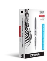 Zebra Liquid Rollerball Pens, Needle Point 0.5mm, Black Ink, 12-Count