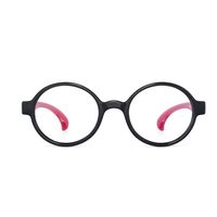 Kids Blue Light Blocking Glasses Children Round Anti Eyestrain Eyewear for Computer, Phones, TV, Video Gaming Boys Girls Black Frame Red Temple