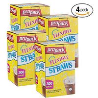 [1200 Count] Propack Red White and Blue Colored Plastic Disposable Drinking Flexible Straws for Home, Office, Wedding, Events, Parties, Take Out, Water, Juice, Soda, Beer, Cocktails, (4 Packs)