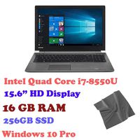 Toshiba Tecra Business 15.6 inch Laptop Intel Quad Core 8th Gen i7-8550U (1.80GHz), 16GB RAM, 256GB SSD, WiFi ,Windows 10 Professional 64-Bit