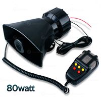 Zone Tech 80W Car Siren Loud Electric Horn Sound with PA Microphone System - Hooter/Fire Alarm/Ambulance/Traffic Emergency