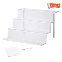 NIUBEE 3 Pack Acrylic Riser Display Shelf for Amiibo Funko POP Figures, Cupcakes Stand for Table, Cabinet, Countertops - 4-Tier, Clear