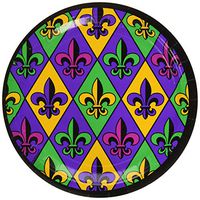 Amscan 721902 Fleur De Lis Round Plates Party Supplies, 9", Multicolor