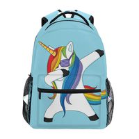 Dabbing Unicorn With Blue Backpacks Travel Laptop Daypack School Bags for Teens Men Women