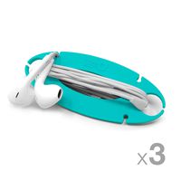 Wrap-It Storage Tangle-Free Cord Wrap - Aqua (3 Pack) - Earbud Holder, Headphone Cord Wrap, Ear Buds Wrap, Cord Manager, Ear Phone Holder, Headset Cable Winder, Earbuds Organizer