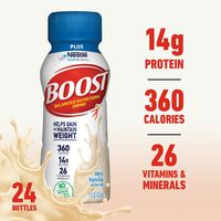 Boost Plus Complete Nutritional Drink, Very Vanilla, 8 fl oz Bottle, 24 Pack