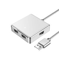 Soopii 4-Port USB 2.0 Hub Splitter for Surface Book 2, Microsoft Surface Pro, iMac, iMac Pro, Mac Pro, MacBook Air, Chromebook, Apple-Style Aluminium Finish, Palm-Size and Lightweight Design (Silver)