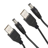 TENINYU USB 2.0 A Male to DC 5.5x2.5mm 5 Volt 24AWG DC Barrel Jack Power Cable 3FT, Black (Max 2.5 Ampere Power Cable, Center PIN Positive),2Pack