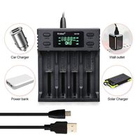 Universal Battery Charger Kratax 4 Slot LCD Display Battery Charger for Ni-MH/Cd: A AA AAA SC C Size. Li-ion/IMR/LiFePO4: 26650,20700,18650, 18490, 17700, 17500, 16340, 14500, 10440 etc.