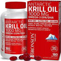 Bronson Antarctic Krill Oil 1000 mg with Omega-3s EPA, DHA, Astaxanthin and Phospholipids 180 Softgels (90 Servings)