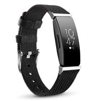 NAHAI Compatible with Fitbit Inspire HR Bands/Fitbit Inspire Band, Canvas Woven Fabric Bands Quick Release Strap Breathable Replacement Wristband for Fitbit Inspire, Women Men, Large, Black