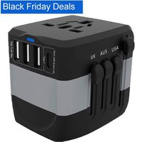 Black Friday Deals, High Power Adapter, with 3.4A 3 USB & 1 Type-C, Travel Power Plug Adapter, for Europe, UK, US, AU, 200 Countries, Universal International Adapter