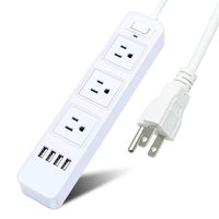 POETRAVEL 3 Outlets Power Strip with 4 USB Charging Ports Station Home/Office Surge Protector with 6.6ft Extension Cord for Smartphone and Tablets (White)