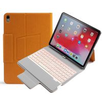 iPad 2018 Keyboard Case INorton Bluetooth Wireless Case with Keyboard, 7 Color Backlit Stand Smart Keyboard and Cover for iPad 2018/2017/Air/Air 2 (iPad Pro 11 2018, Orange)