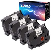 Uniwork Compatible P-Touch for Brother TZe-241 TZe241 TZ-241, 18mm X 8m (3/4" X 26.2ft) Black on White P-Touch Laminated Label Tape (4 Pack) use for PT-D600 PT-D400AD PT-D600VP PT-1890SC Label Maker