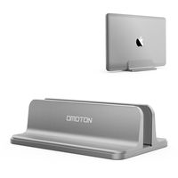 Vertical Laptop Stand [Adjustable Size], OMOTON Desktop Aluminum MacBook Stand with Adjustable Dock Size, Fits All MacBook, Surface, Chromebook and Gaming Laptops (Up to 17.3 inch), Gray
