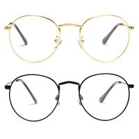 Pro Acme Classic Round Metal Clear Lens Glasses Frame Unisex Circle Eyeglasses (2 Pairs | Gold + Black)