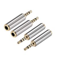 uxcell 2.5mm Stereo 4 Pole Male to 3.5mm Female Connector Audio Video Adapter Coupler Converters Zinc Alloy 4 Pcs