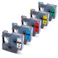 AOJE Compatible Label Tape Replacement for Dymo 40913 40916 40917 40918 40919, 3/8'' (9mm) W x 23' L Work with LabelManager 160 280 360D, 5-Pack