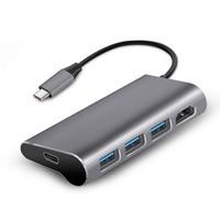Greenlaw USB C Hub, 5-in-1 Type C Adapter with 4K HDMI, 87W Power Delivery, 3 USB 3.0 Ports for MacBook Pro and Type C Windows Laptops- Space Grey ...