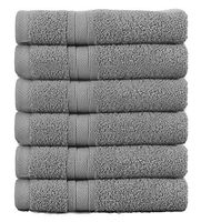 Hammam Linen Premium Organic Turkish Cotton Wash Cloth 6-Pack, 13"x13", Cool Grey, Luxury Hotel and Spa - Milas Collections