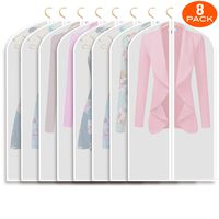 Refrze Moth Proof Garment Bags,Garment Cover,8 Pack Clear Garment Bags,Hanging Garment Bag, Dress Garment Bags for Storage or for Travel,Breathable Dust and Waterproof Garment Covers Clear 24x40 ins