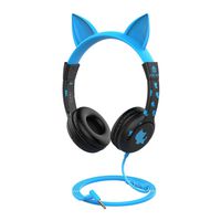 iClever Kids Headphones - Cat-Inspired Wired On-Ear Headphones for Kids, 85dB Volume Control, Food Grade Silicone, Lightweight, Cat-Inspired Design, 3.5mm Jack - Childrens Headphones, Blue