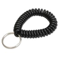 Lucky Line 2" Spiral Wrist Coil with Steel Key Ring, Multi-Color Flexible Wrist Band Key Chain Bracelet, Stretches to 12", Black, 10 PK (41020)