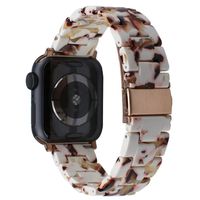 Shan-S Stainless Steel Band for iWatch Series 5 44mm,Luxury Tortoise Shell Resin Metal Button Wristbands Strap Replacement Link Bracelet Accessories for iWatch Series 5 44mm Women/Men