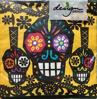 Design Design Cocktail Beverage Paper Napkins, Sugar Skulls, 20 ct