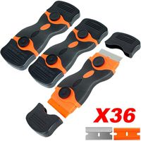 3 Pack Double Edge Razor Blade Scraper Set with 36 Pcs Replacement Scraper Blades, Multi-Purpose Scraper Cleaning Tool for Scraping Labels, Decals, Stickers, Paint from Glass, Stovetop, Subfloor