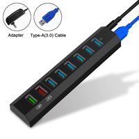 8-Port USB Hub, RAOYI USB Hub 3.0 Powered, 6 Port USB 3.0 Data Hub with 12V Power Adapter, 3.3ft USB Cable for MacBook, Mouse, Laptop, PC, USB Flash Drives, HDD Hard Drive (Black)