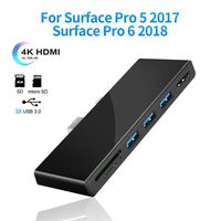 Surfacekit Docking Station for Surface Pro 5/ Pro 6, Read SD/Micro SD Card, USB Hub with 4K HDMI, USB 3.0 x 3. USB Adapter for The 5th/6th-gen Surface Pro 2017/2018