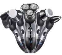 Electric Razor for Men Black Rotary Shaver Beard Trimmer Nose Trimmer Facial Cleansing Brush 5 in 1 Cordless Waterproof USB Charging Rechargeable