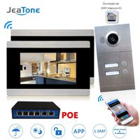 WiFi IP Smart Video Door Phone Doorbell Intercom Entry System,7 Inch Touch Screen,with 1x1200TVL HD Wired Camera Night Vision + POE Function