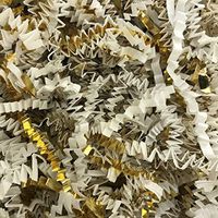 Black Cat Avenue 1/2 LB White & Gold Crinkle Cut Paper Shred Filler for Gift Wrap and Basket Filler