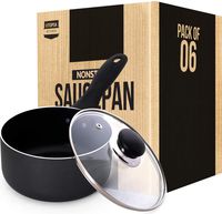 Utopia Kitchen 2 Quart Nonstick Saucepan with Glass Lid - Induction Bottom - Multipurpose Use for Home Kitchen or Restaurant (Bulk Pack of 6)